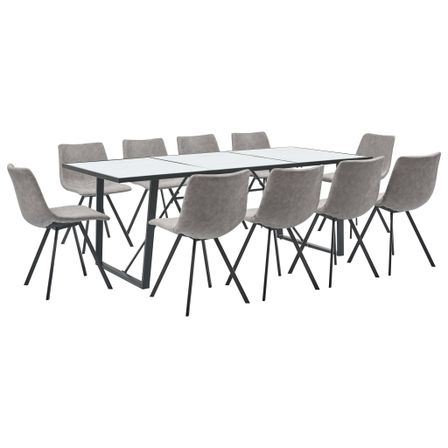 Ensemble de salle à manger 11 pcs Gris clair Similicuir 2
