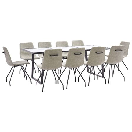 Ensemble de salle à manger 11 pcs Gris Similicuir