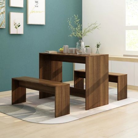 Ensemble de salle à manger 3 pcs Chêne marron
