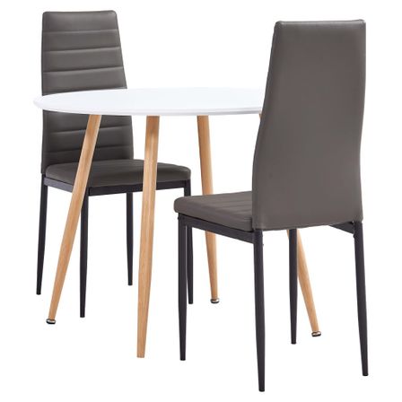 Ensemble de salle à manger 3 pcs Similicuir Gris 4