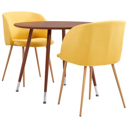 Ensemble de salle à manger 3 pcs Tissu Jaune 4