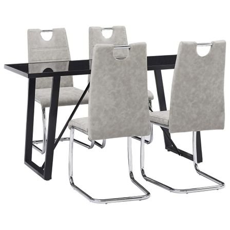 Ensemble de salle à manger 5 pcs Gris clair Similicuir 14