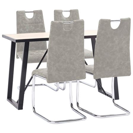 Ensemble de salle à manger 5 pcs Gris clair Similicuir 6