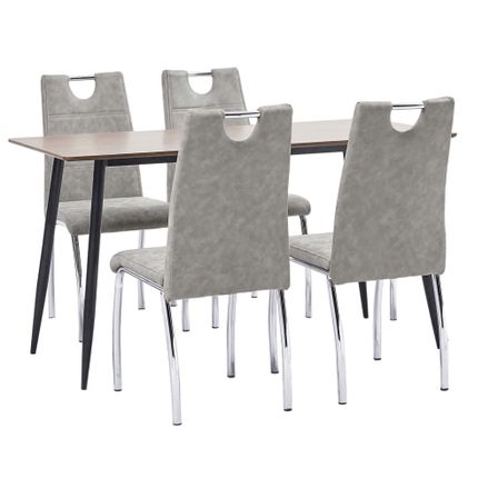 Ensemble de salle à manger 5 pcs Gris clair Similicuir 12