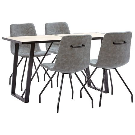 Ensemble de salle à manger 5 pcs Gris foncé Similicuir 4