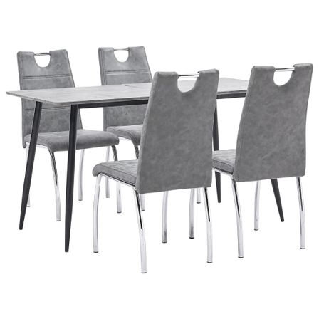 Ensemble de salle à manger 5 pcs Gris Similicuir 20
