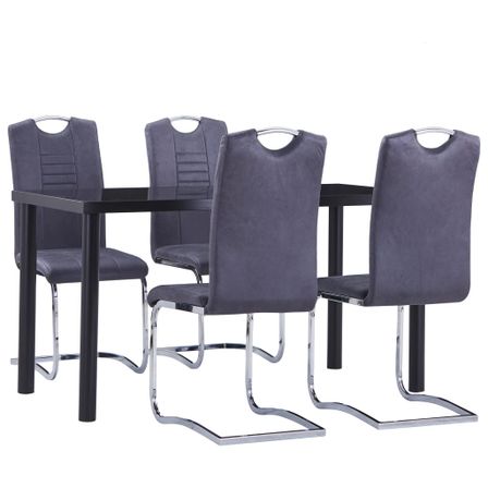 Ensemble de salle à manger 5 pcs Similicuir daim Gris 2