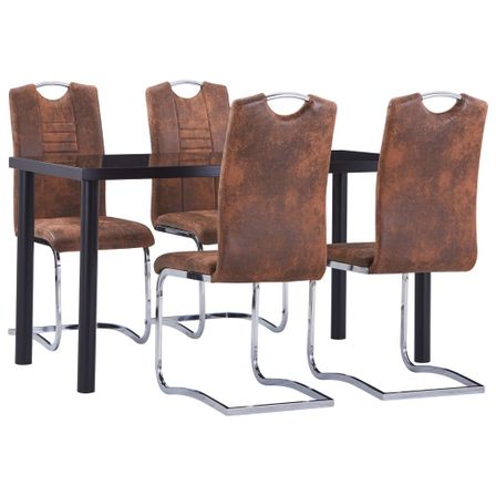 Ensemble de salle à manger 5 pcs Similicuir daim Marron