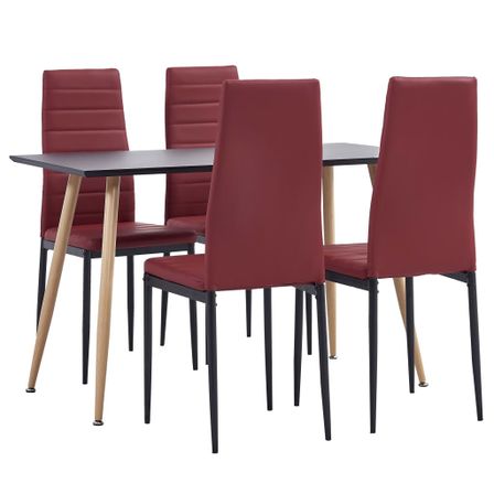 Ensemble de salle à manger 5 pcs Similicuir Rouge bordeaux 5