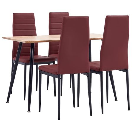 Ensemble de salle à manger 5 pcs Similicuir Rouge bordeaux 3