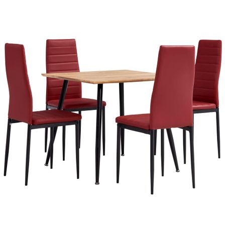 Ensemble de salle à manger 5 pcs Similicuir Rouge bordeaux 4