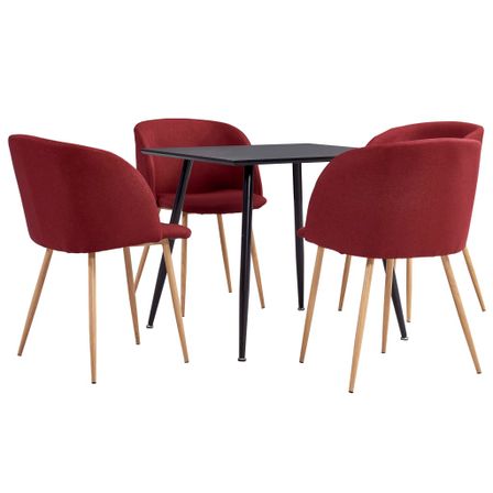Ensemble de salle à manger 5 pcs Tissu Rouge bordeaux 4