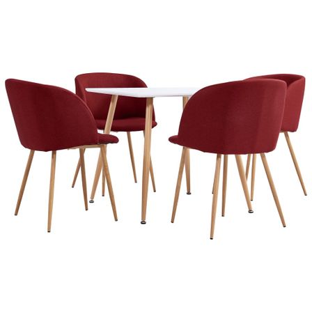 Ensemble de salle à manger 5 pcs Tissu Rouge bordeaux