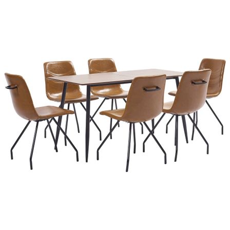 Ensemble de salle à manger 7 pcs Cognac Similicuir 24