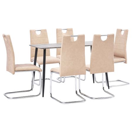 Ensemble de salle à manger 7 pcs Crème Similicuir 23