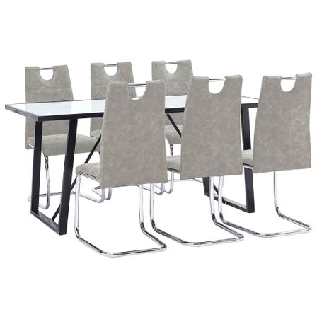 Ensemble de salle à manger 7 pcs Gris clair Similicuir 32