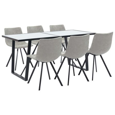 Ensemble de salle à manger 7 pcs Gris clair Similicuir 34