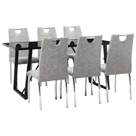 Ensemble de salle à manger 7 pcs Gris clair Similicuir 6