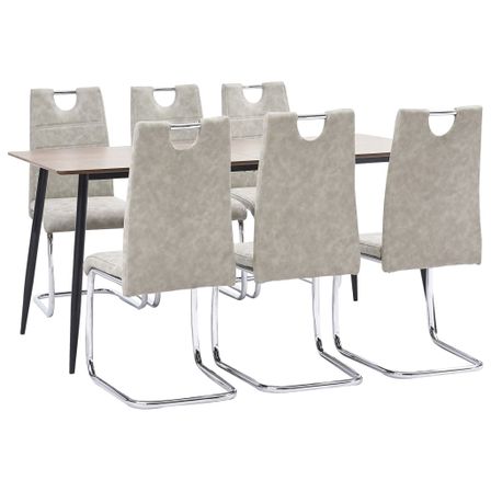 Ensemble de salle à manger 7 pcs Gris clair Similicuir 20