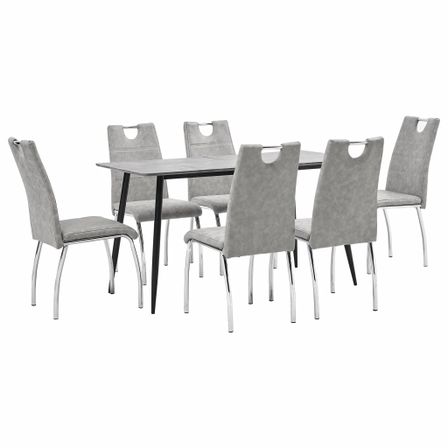 Ensemble de salle à manger 7 pcs Gris clair Similicuir 26