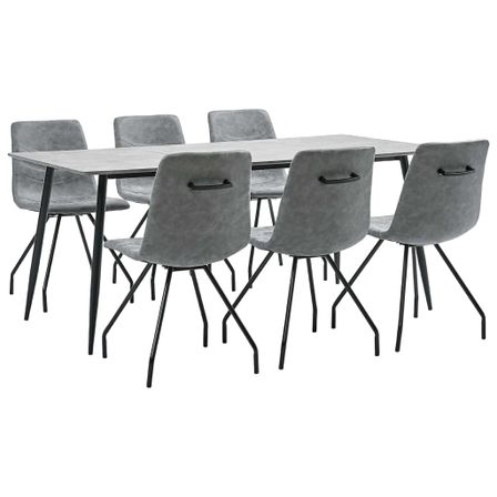 Ensemble de salle à manger 7 pcs Gris foncé Similicuir 3