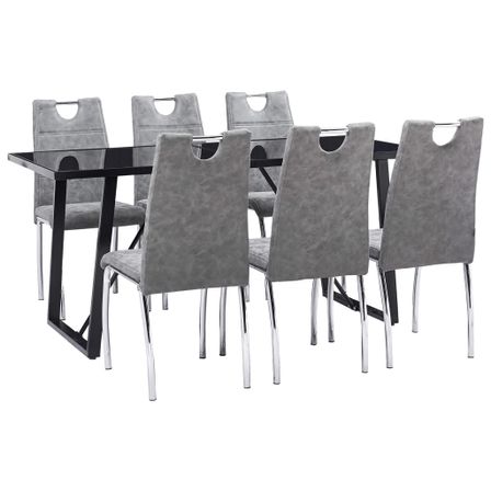 Ensemble de salle à manger 7 pcs Gris Similicuir 17