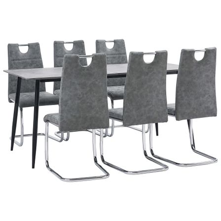 Ensemble de salle à manger 7 pcs Gris Similicuir 37