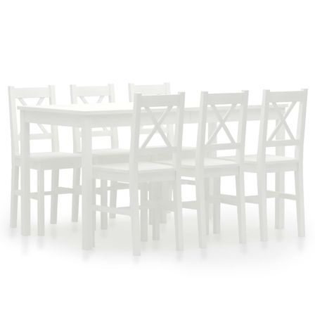 Ensemble de salle à manger 7 pcs Pinède Blanc