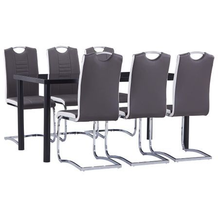 Ensemble de salle à manger 7 pcs Similicuir Gris 11