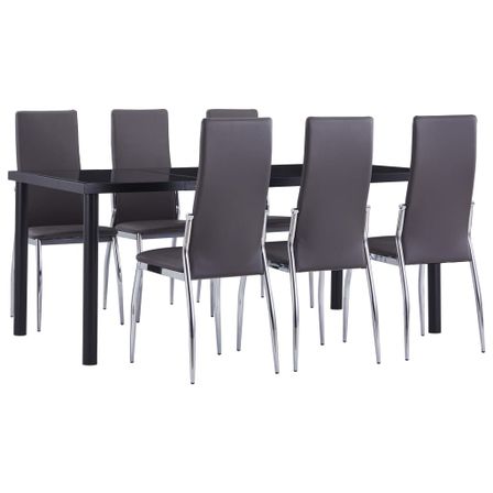 Ensemble de salle à manger 7 pcs Similicuir Gris 3