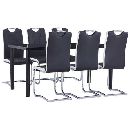Ensemble de salle à manger 7 pcs Similicuir Noir 6