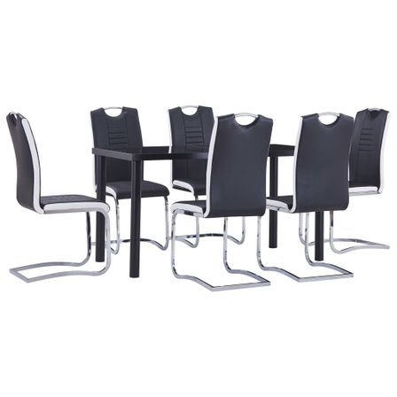 Ensemble de salle à manger 7 pcs Similicuir Noir 5