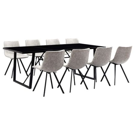 Ensemble de salle à manger 9 pcs Gris clair Similicuir 9