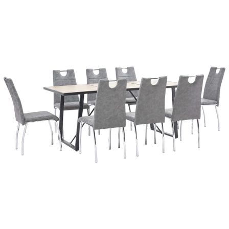 Ensemble de salle à manger 9 pcs Gris Similicuir 22