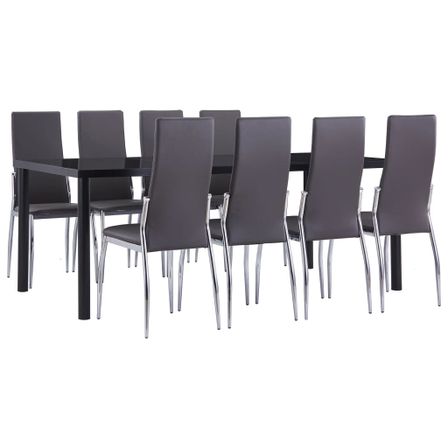 Ensemble de salle à manger 9 pcs Similicuir Gris 3