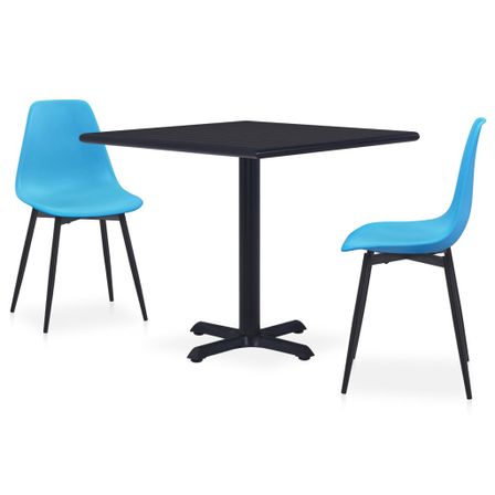 Ensemble de salle à manger d'extérieur 3 pcs Métal et PP Bleu