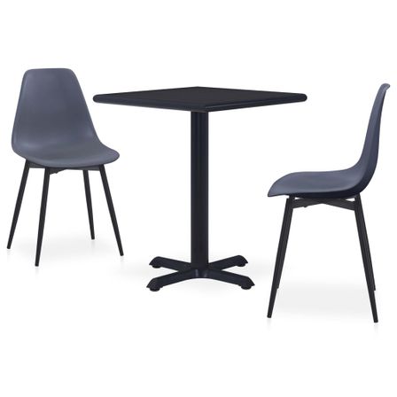Ensemble de salle à manger d'extérieur 3 pcs Métal et PP Gris