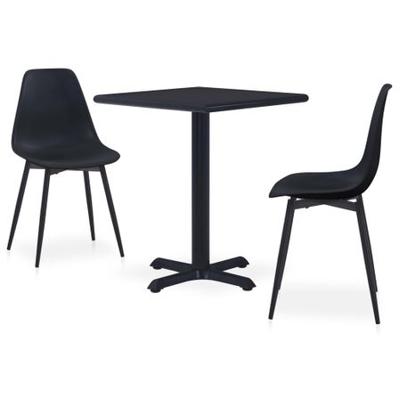 Ensemble de salle à manger d'extérieur 3 pcs Métal et PP Noir