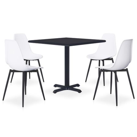 Ensemble de salle à manger d'extérieur 5 pcs Métal et PP Blanc