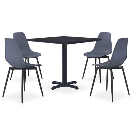 Ensemble de salle à manger d'extérieur 5 pcs Métal et PP Gris