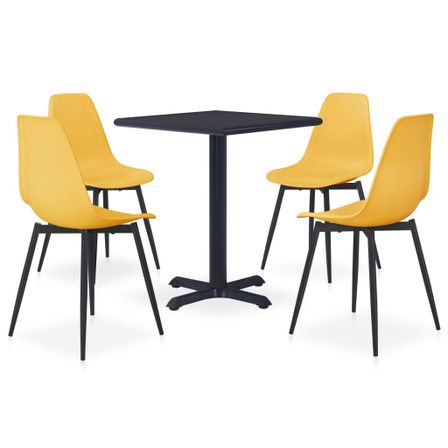 Ensemble de salle à manger d'extérieur 5 pcs Métal et PP Jaune
