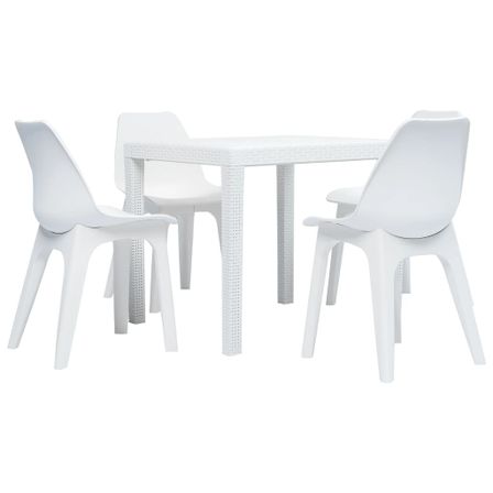 Ensemble de salle à manger d'extérieur 5 pcs Plastique Blanc 2