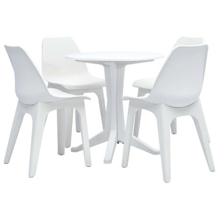 Ensemble de salle à manger d'extérieur 5 pcs Plastique Blanc
