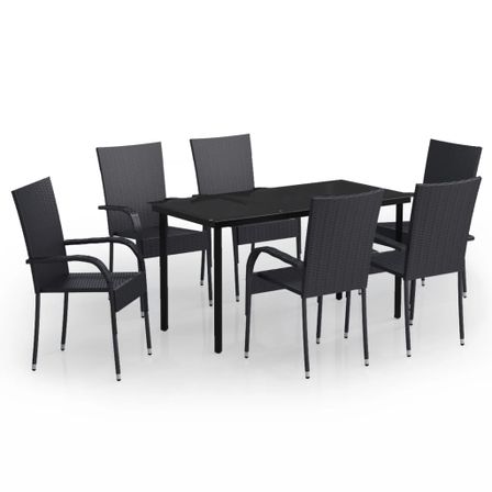 Ensemble de salle à manger d'extérieur 7 pcs Noir