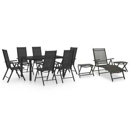 Ensemble de salle à manger de jardin 10 pcs Noir et anthracite