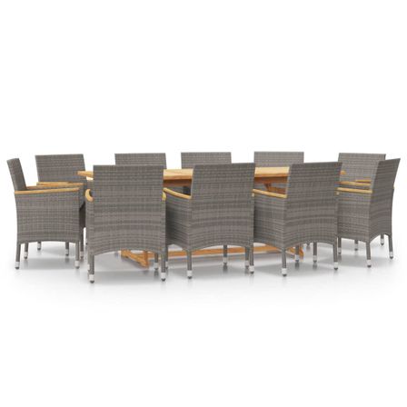Ensemble de salle à manger de jardin 11 pcs avec coussins Gris