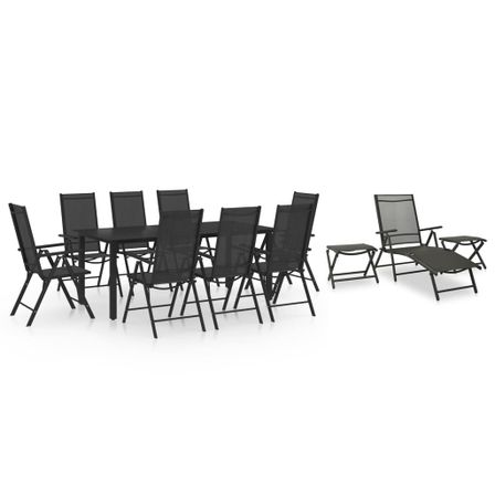 Ensemble de salle à manger de jardin 12 pcs Noir