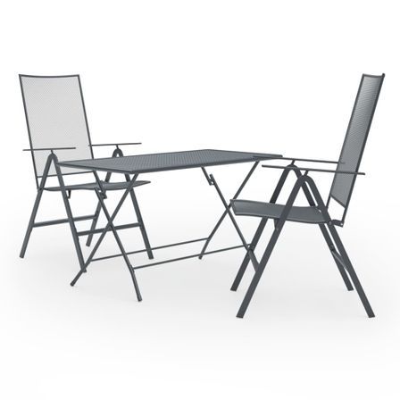 Ensemble de salle à manger de jardin 3 pcs Acier Anthracite 2