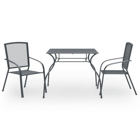 Ensemble de salle à manger de jardin 3 pcs Acier Anthracite