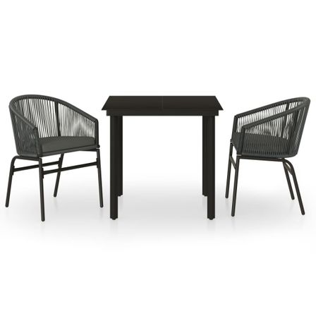 Ensemble de salle à manger de jardin 3 pcs Anthracite